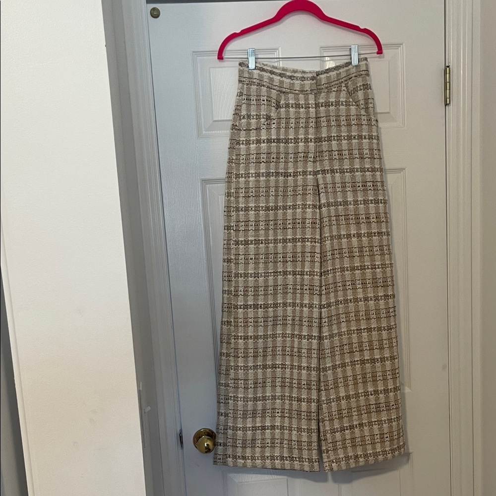 Just Me Plaid Tan High Waisted Pants
